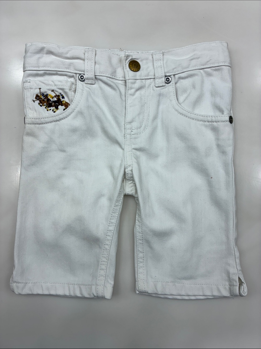 Ralph Lauren White Cotton Shorts with Polo Pony Embroidery Size 3T
